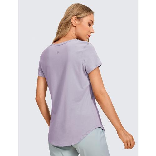 CRZ YOGA Pima Cotton Womens Short Sleeve Shirt Loose Yoga T-Shirt Casual Tops