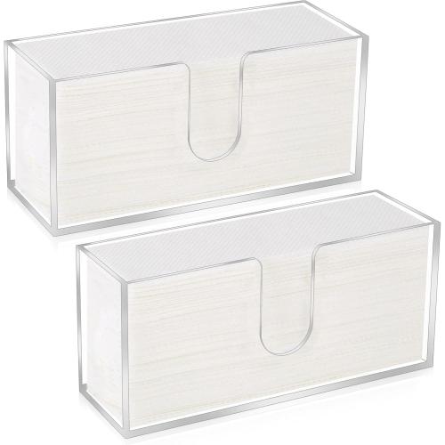 2Pcs Acrylic Paper Towel Dispenser, Paper Towel Holder Countertop Clear Multi Trifold Napkin Holder, Suitable for Z-fold, C-fold or MultiFold Paper Towels for Bathroom, Toilet, Kitchen