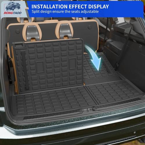 Rongtaod Cargo Mat Compatible with 2022 2023 2024 2025 2026 Nissan Pathfinder Cargo Liner Trunk Mat TPE All Weather Back Seat Cover Protector Pathfinder Accessories (Trunk Mat with Backrest Mat)