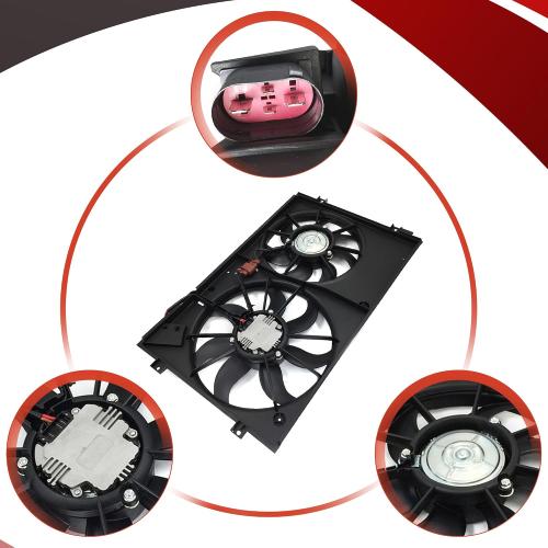 Black PartsFlow Radiator Cooling Fan Assembly for 2012-2013 Volkswagen Beetle/Passat for 2010-2013 Volkswagen Golf for 2006-2009 Volkswagen Rabbit for 2005-2013 Volkswagen Jetta 620-843