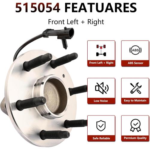 Set of 2 JLEO 2WD 515054(Pair) Front Wheel Hub and Bearing Assembly Fits for Chevy Tahoe Silverado 1500 Suburban Avalanche Express, for GMC Yukon XL 1500 Sierra Savana, for Cadillac Escalade 2002-2006