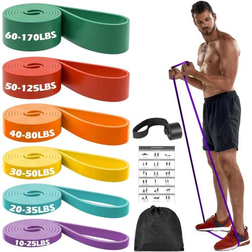 Zacro Resistance Bands, 6 Resistance Levels Pull Up Assistance Bands, Exercise Bands for Men&Women, Heavy Duty Resistance Band Set with Door Anchor, for Working Out, Muscle Training, Physical Therapy
