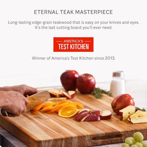 Teakhaus Carving Board with Juice Groove - Large (L) Teak Wood Cutting Board 20”L x 15”W x 1.5” Thick - Sustainably Harvested & FSC Certified - Knife Friendly with Beeswax Oil Finish