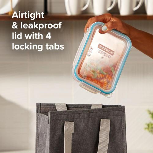 Snapware Glass Total Solutions (12-Pack) Food Storage Containers Set, (1, 2 & 4 Cup), Airtight & Leakproof Plastic Locking BPA-Free Lids, Freezer Dishwasher Microwave Safe