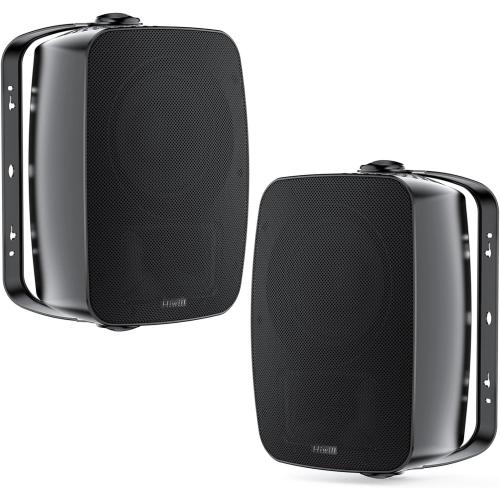 Hiwill Outdoor Speaker Waterproof – 4.5 Woofer with Dual Passive Radiators, Aluminum Dome Tweeter, All-Weather Durable Mountable Speakers for Patio, Poolside, Indoor-Outdoor Flexibility(Pair, Black)