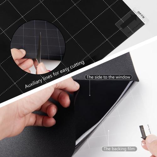 Kromapolis Blackout Window Privacy Film Total Light Blocking Room Darkening Window Covering, Removable Static Cling Frosted Glass Tint, Non-Adhesive, Black 45.2'' x 393.7''