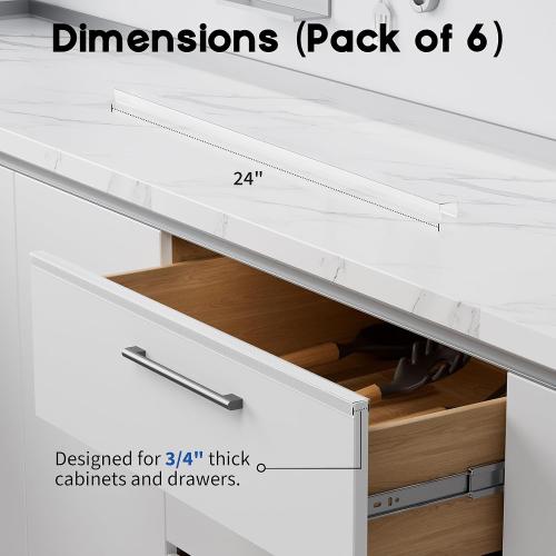 Cabinet Protector Edge Guard (Pack of 6), 24 Clear PVC Cabinet Edge Protectors for 3/4 Thick Kitchen Cabinets Doors – Slip-On No-Tool Sliding Installation