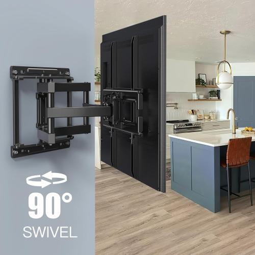 PERLESMITH TV Wall Mount Full Motion for 32-65 Inch Flat Curved Screen TVs, TV Mount with Swivels Tilts Extension Dual Articulating Bracket Arms Supports up to 99 lbs Max VESA 400x400, PSMFK9