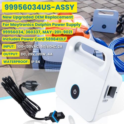 99956034 Power Supply for Dolphin Active 10,Solo,Cayman,Echo,Encore,Escape,E10,E20,Premium 10/20,S50,S100,Saturn,T15,Prowler 910 Robotic Pool Cleaner 99956034US-ASSY with 5898412LF Power Cord