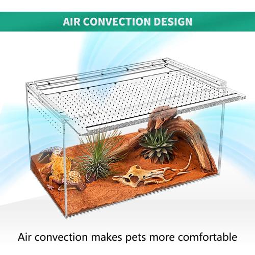 Size 14*6.5*8.5Reptile Terrarium Reptile Breeding Box, Magnetic Acrylic Enclosure，for Snake, Tarantula，Hermit Crab，Jumping Spider，Iguana，Leopard Gecko，Bearded Dragon, Insect, Mantis