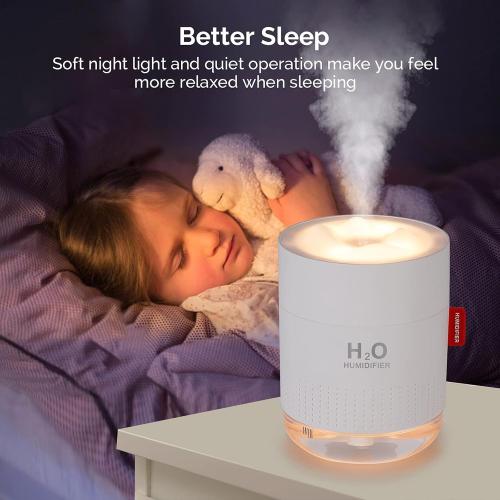 Portable Mini Humidifier, 500ml Small Humidifier for Bedroom Travel, White