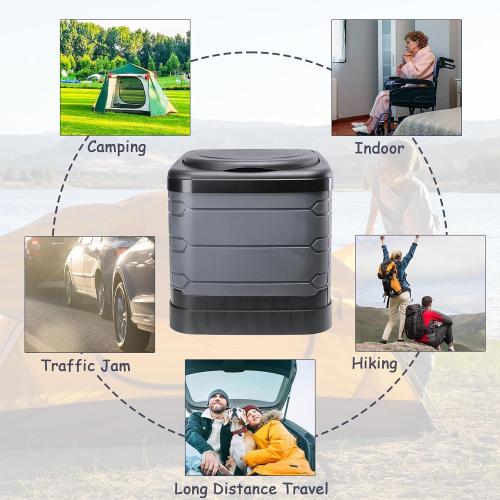 BLACK AND GREY Upgrade XXXL Portable Toilet for Camping, Extra Large Folding Toilet for Adults, Travel Potty for Camping, Hiking, RoadTrip, Car, Tent, Truck Drivers, the Aged