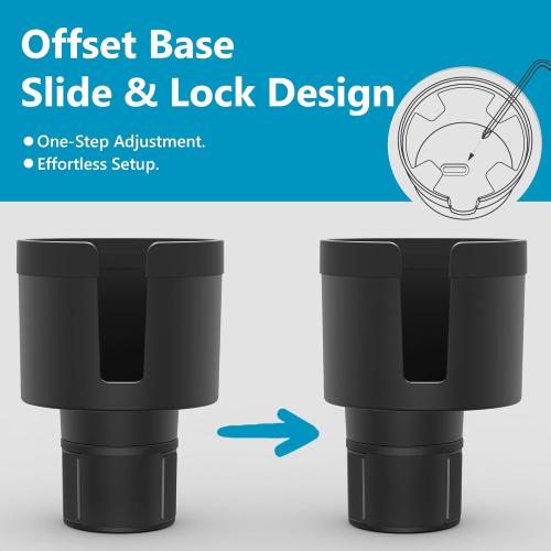 Seven Sparta Car Cup Holder Expander with Adjustable Base, Compatible with Hydro Flasks 32/40 Ounce, Compatible with Yeti Ramblers 20/26/30 Ounce, Other Bottles in 3.4-3.8 (Black)