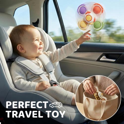 ALASOU 3PCS Pop Suction Cup Spinner Sensory Airplane Travel Toys for 1 Year Old Boy Girl Infant Toddlers|Novelty Spinning Tops 12 18 Months|1 2 Year Old Boy Birthday Gift|Baby Bath Toy Kids Ages 1-3