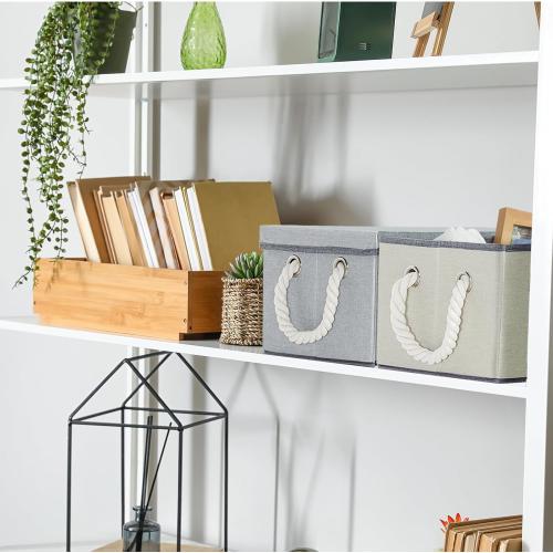 Extra Large Fabric Storage Bins for Shelves with Handles 3 Pack | Storage Baskets for Shelves and Closet Organizers | Folding Rectangle Storage Bins for Cloth and Magazine,Beige,16.5Wx12.5Dx10H