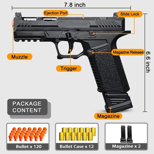 Automatic Shell Ejecting Toy Gun Pistol, Soft Bullet Toy Gun for Boys, Education Model Realistic Toy Pistol Shooting Game Toys Gifts Christmas Birthday for Kids 8