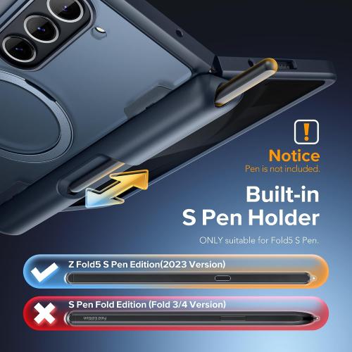 MOBOSI for Z Fold 5 Case with Rotatable Ring Stand & Privacy Screen Protector, Compatible with Magsafe, 18FT MIL-Grade Protection, Magnetic Shockproof Slim Case for Samsung Galaxy Z Fold5, Black