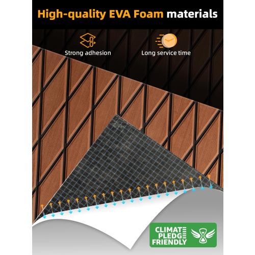 Boat Flooring EVA Foam Boat Decking Marine Mat Non-Slip Self-Adhesive Flooring Sheet for Motorboat Jon Boats Bass Boat Kayak RV Floor, 94.5''x 47.2'', Brown with Black Lines
