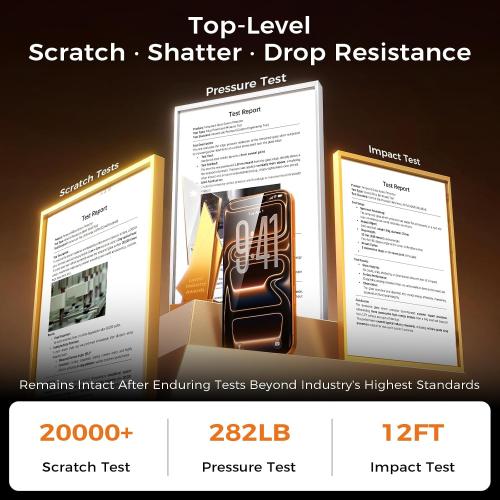 Zeniss NeverBreak 9H  Hardness for iPhone 17 Pro Screen Protector 12FT Military Grade Protection (Scratch, Shatter, Drop Resistance) Tempered Glass 6.3, 2 Pack with De-Bubble Card, Clear