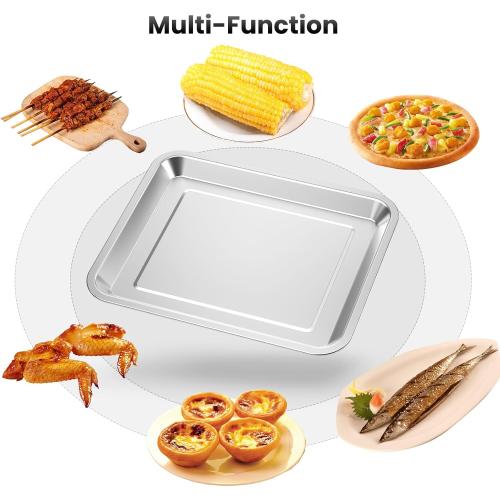 2-Pack Baking Sheet Set Stainless Steel, 12.4x11 Air Fryer Pan Replacement Tray for Cuisinart Air Fryer TOA-060 and TOA-065 TOA-70 Toaster Oven Tray Accessories Parts for Cooking Baked and Broiling