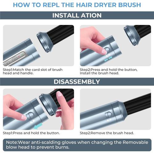 Hair Dryer Brush, Blow Dryer Brush with attachments 110000 RPM Curly Twist 6 in 1 Multistyler, Professional Ionic Hair Styling Tool, Left&Right Auto Air Curler, Volumizer with its Compact Size Whether