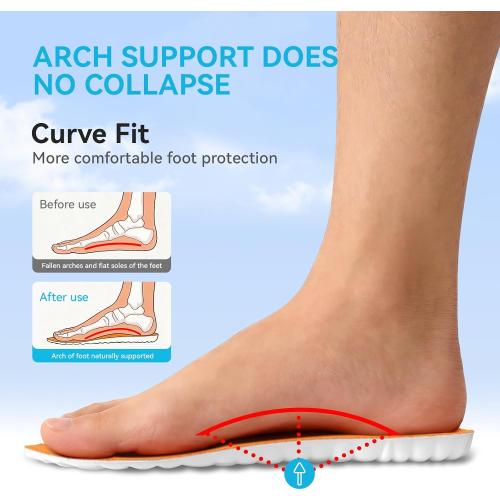 Steppers Insoles for Men & Women, 2026 New 4D Memory Foam Cloud Footstr Insoles, Comfortable & Breathable Massage Shoe Inserts with Arch Support for Foot Pain & Fatigue (Orange, US M 7-11/W 8.5-13.5)