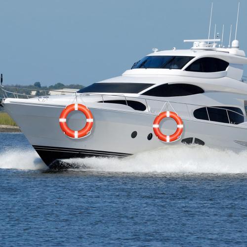 Life Ring for Boating Safety - 23 and 28 Boat Safety Throw Rings with Reflective Strip and Grab Lines (2 Color)