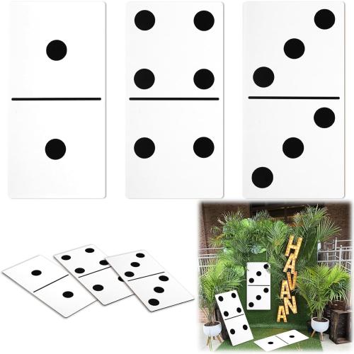 Spiareal 3 Pcs Large Domino Paper Board Puerto Rico Domino Party Decoration 8' x 15' Havana Nights Casino Party Theme Game Prom Night Birthday Wedding(Classic White,Low Dominoes)