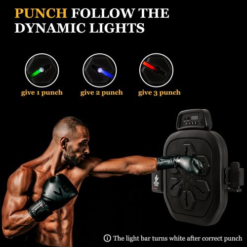 Smart Music Boxing Machine, Bluetooth Boxing Punching Game, Musical Workout Equipment, Wall Mount Home Trainning Boxing Target for Adult Kids with Storages, Gloves, Wristband