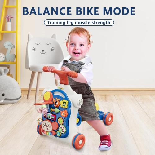 White, Red, and Navy Blue QDRAGON 5 in 1 Push Walkers for Baby Boys, Toddler Learning to Walk, Sit to Stand Walker, Early Learning Push Toy for Infant 12  Months