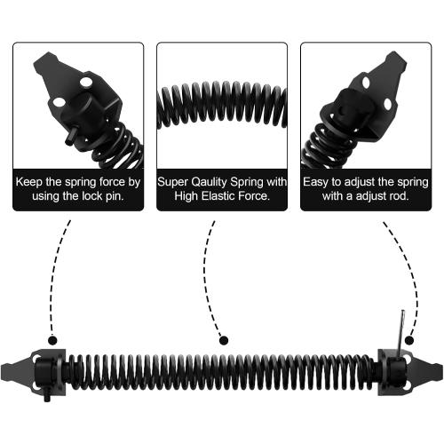 skysen 14 Fence gate Spring self Closing and Adjustable for Wooden or Vinyl Fence,Carbon Steel,Black(gate spring-14)