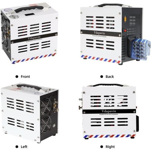 PCP Air Compressor, Auto Stop 4500Psi/30Mpa, No Oil/Water, Powered by Lithium Ion 18V Battery (Not Included) or Home 110V AC, Paintball, Air Rifle, Scuba Cylinder PCP Compressor
