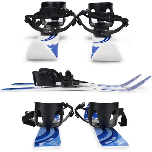 Odoland Kid's Beginner Snow Skis and Poles with Bindings, Low-Resistant Ski Boards for Age 4 and Under, Lightweight Sturdy and Safe Kids Skiing Equipment