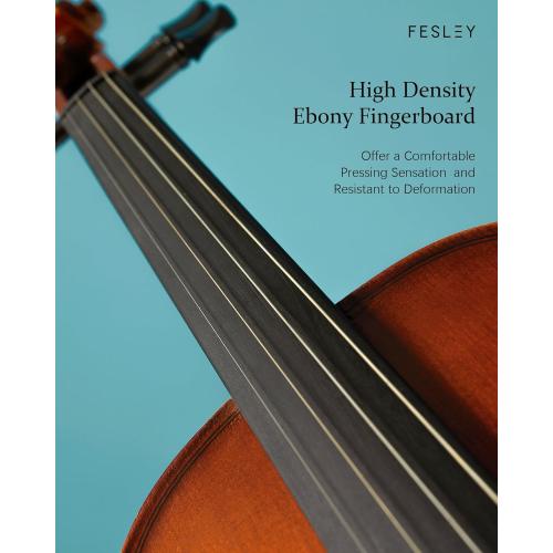 Fesley 4/4 Violin Fiddle Full Set: Matt Violin Kit for Beginners, Acoustic Violin with Hard Case, Solidwood Hand Made Starter Kit with Bow, Shoulder Rest, Tuner, Extra Strings