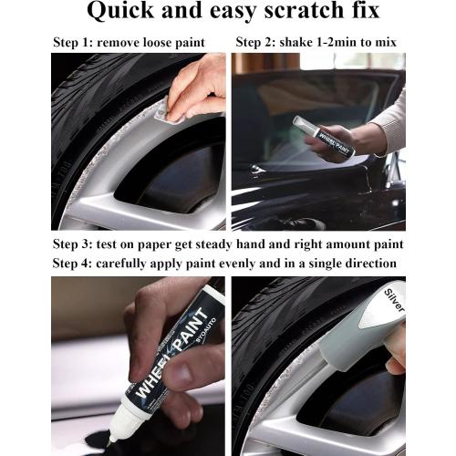 SYOAUTO Matte Black Rim Touch Up Paint, Car Wheel Scratch Repair Touch Up Paint Pen, Universal Color Rim Wheel Paint (Matte Black)