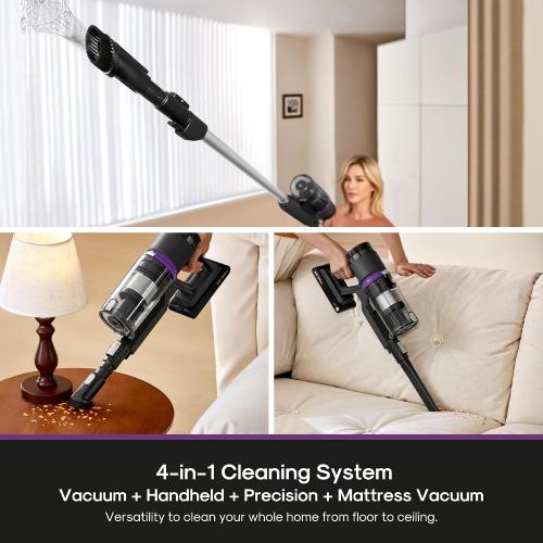 Eureka Cordless Vacuum - 20.3kPa Powerful Suction, Detachable Battery, Up to 50-Min, 5.5 lbs Lightweight, 5-Stage HEPA Filtration for allergies, Ideal for Pet Hair & Hardwood & Carpet, ReactiClean 410 ‼️has stains and dust‼️and may come with missing pieces ‼️