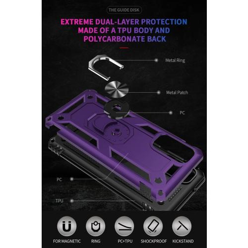 ADDIT S20 Fe Case, Phone Case for Samsung Galaxy S20 Fe Case,with Kickstand Ring,Adjustable Stand,Military Grade,Heavy Duty Protection,Shockproof,Anti-Fingerprint,Support Magnet Car Mount,Purple