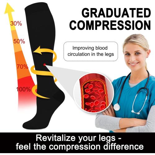 Aoliks Compression Socks for Women & Men 4 Pairs, Best Support for Nurses Running Travel