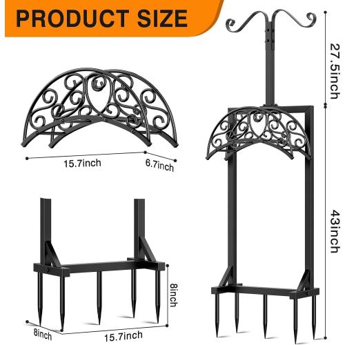Garden Hose Holder for Outside - Upgraded Water Hose Holders with 5 Spikes & 2 Shepherds Hooks, Freestanding Hose Stand Heavy Duty Hose Hanger Hose Storage Hose Reel Rack for Outside Yard Lawn