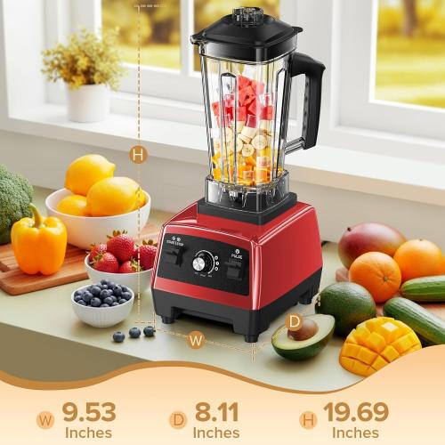 Blender for Smoothies, Ice Crushing, Frozen Fruits, Countertop Blenders for Kitchen, Smoothie Blender with 68Oz Pitcher, Red