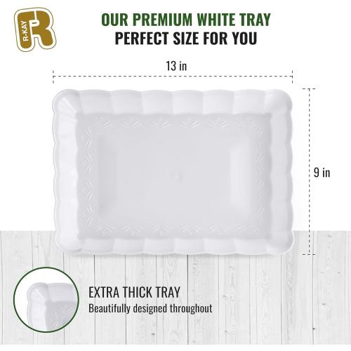 6 Pack White Serving Tray - 9 x 13 Inch, Heavy Duty White Serving Trays and Platters for Party - Premium Serving Platters