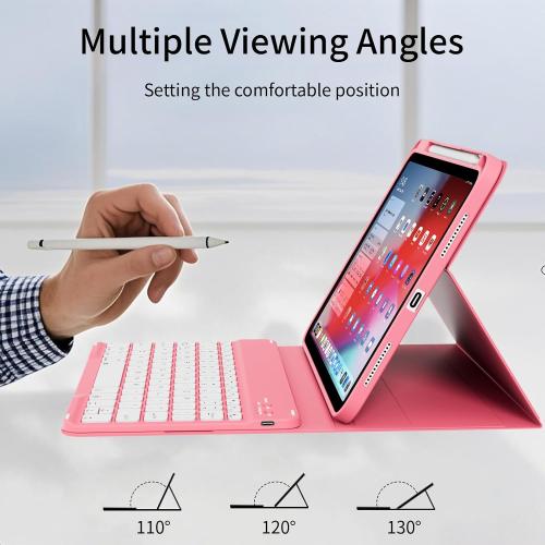 for iPad 10th 11th Generation Case with Keyboard, Folio Cover with Pencil Holder, 7 Colors Backlit Wireless Detachable Keyboard for iPad 11 inch A16 2025 10th Gen 10.9 Inch 2022, Red