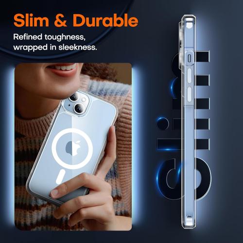 TAURI for iPhone 15 Plus Case Clear, Compatible with Magsafe, with Screen Protector, Military Grade Drop Protection Shockproof Case for iPhone 15 Plus 6.7 Inch | 3 in 1, Not Yellowing, 6.7 Inch