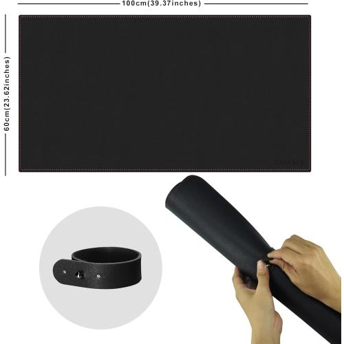 ZORESYN Large Desk Pad (39.4 x 23.6) - Waterproof PU Leather Desk Mat with Non-Slip Base, Office Desk Protector for Keyboard, Mouse, and Writing, Durable Stitched Edges (Black)