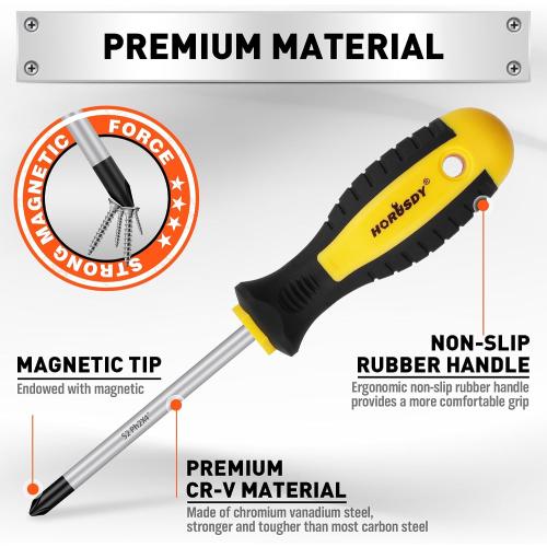 HORUSDY 11-piece Magnetic Screwdriver Set with Case, 5 Phillips & 5 Flat Head Tips with Magnetizer demagnetizer Precision Screwdriver Set