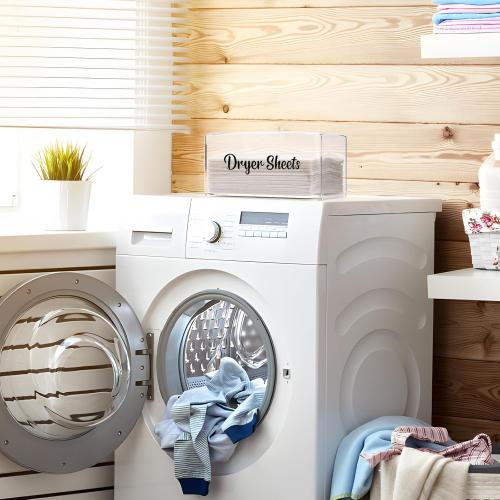 Dryer Sheet Holder, Clear Dryer Sheet Container, Dryer Sheet Dispenser Box for Laundry Room, Plastic Rectangular Tissue Box Holder Organization