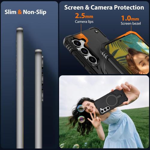 Gritup for Samsung Galaxy-S23-Case with Magsafe, 2×Screen Protector | S23 Magnetic Phone Case Anti-Fingerprint Military Grade Shockproof Protective Cover for Galaxy S23 Black