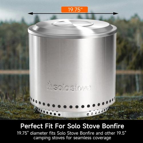 Size 19.5 Fire Pit Lid for Solo Stove Bonfire, 19.5 Inch Stainless Steel Cover for Solo Stove Bonfire smokeless firepit - Weather-Resistant Accessories for Protection and Tabletop Use