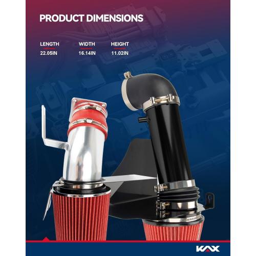 KAX Cold Air Intake Kit Compatible with Silverado 1500/ Sierra 1500 / Avalanche 2009-2013, Tahoe/Suburban 1500/ Yukon/Yukon XL 1500 2009-2014, Escalade/Escalade ESV 2009-2014, Red