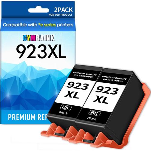 Twin Pack 923 923e 923XL Ink Cartridges Combo Pack with Chip Replacement for HP 923 923e Ink Cartridges for HP Printer OfficeJet Pro 8130e 8135e 8139e 8125e 8138e 8122e 8120 8124e 8130 (Black)